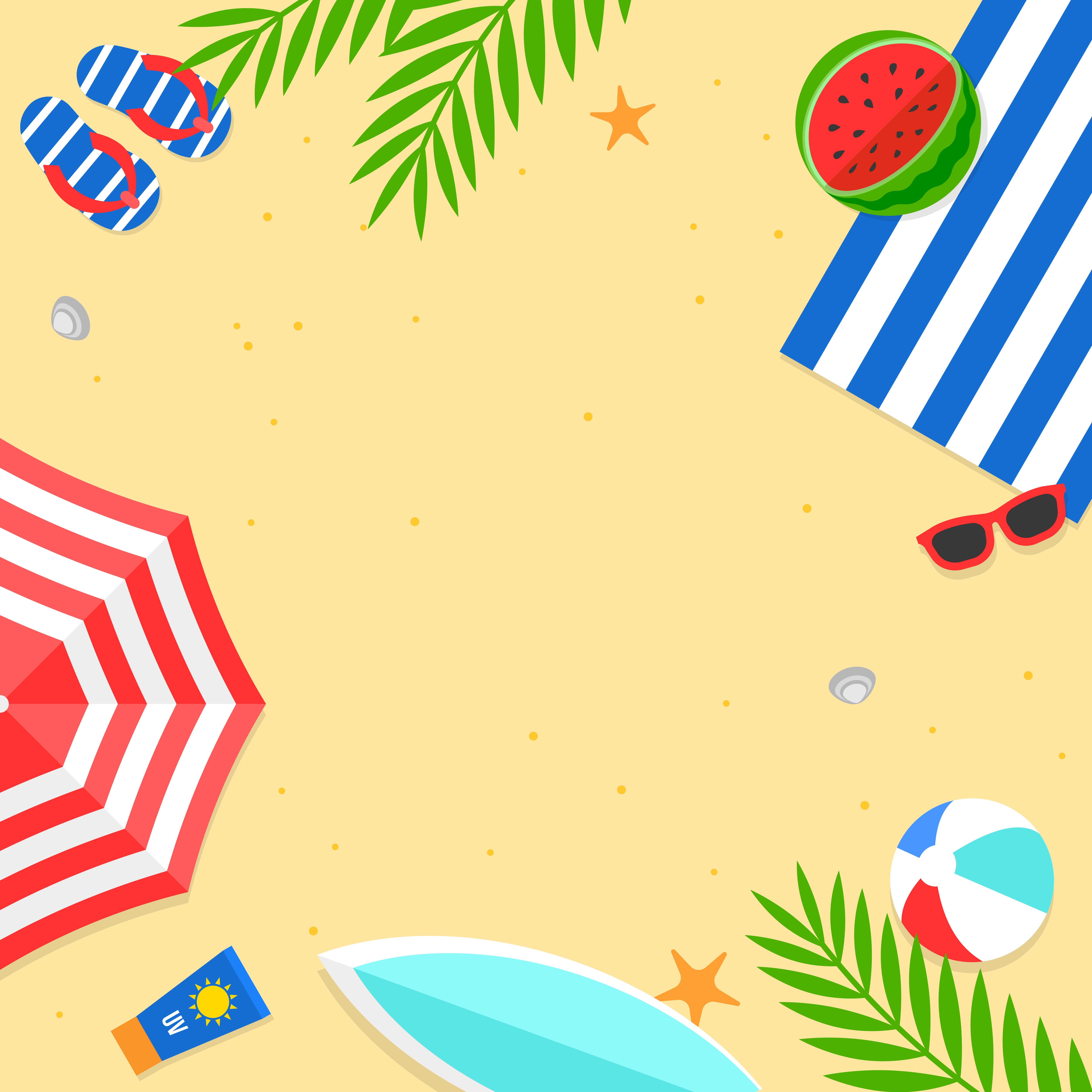 Download Summer time, Summer beach background vector illustration ...