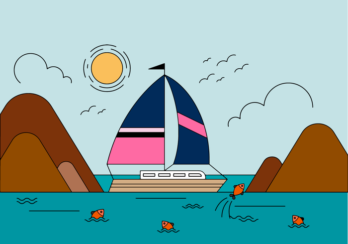 Free Boat Landscape Vector