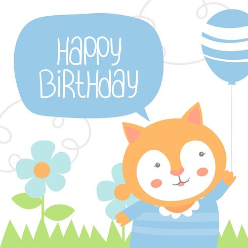 Feliz cumpleaños animal gato vector