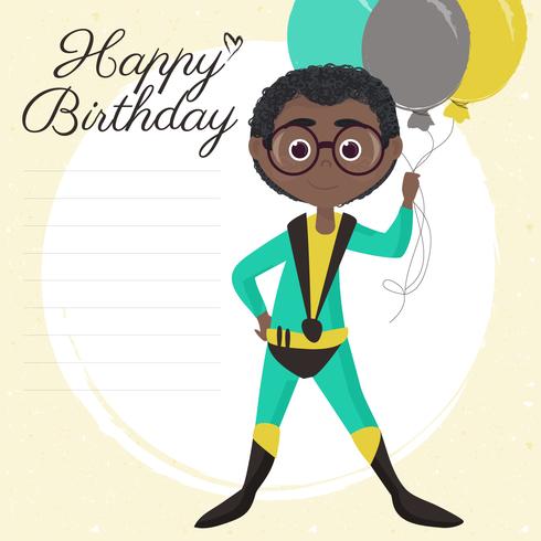 Tarjeta de feliz cumpleaños de superhéroe de vector