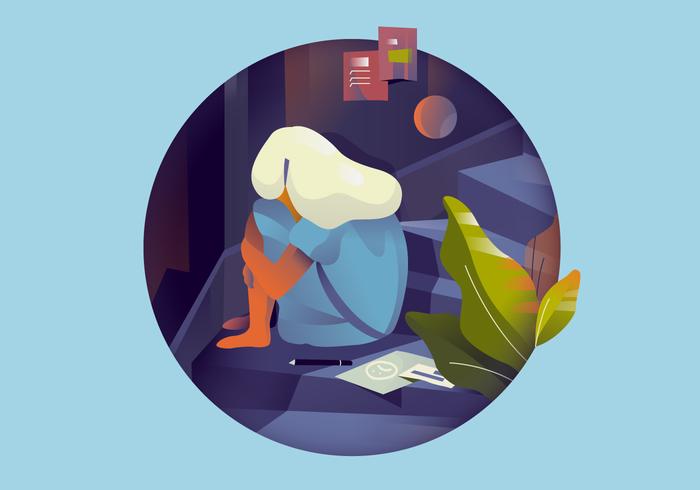 Girl Depressing Mental Health Vector Illustration 541908 Vector Art at ...