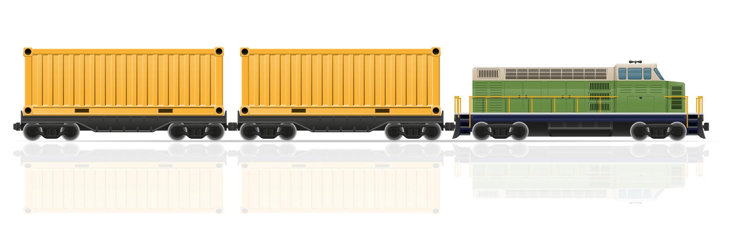 railway train with locomotive and wagons vector illustration