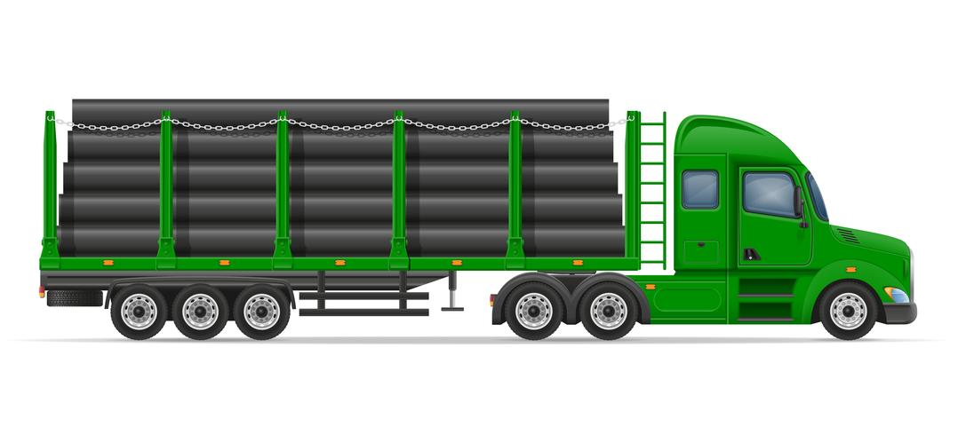 truck semi trailer delivery and transportation of construction materials concept vector illustration