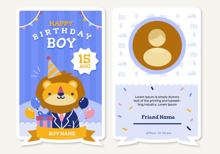 Cute Animal Birthday Invitation vector Illustration