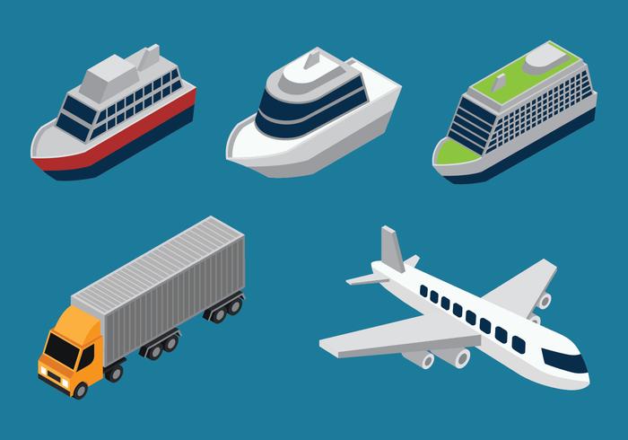 Isometric Transportation Clip Art Set vector