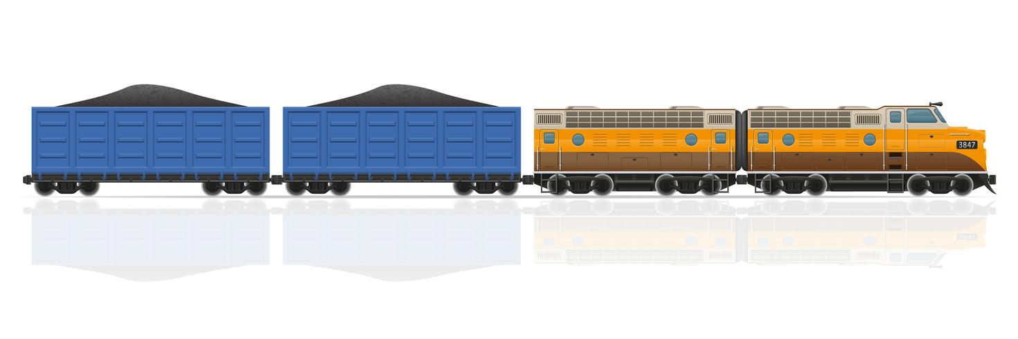 railway train with locomotive and wagons vector illustration