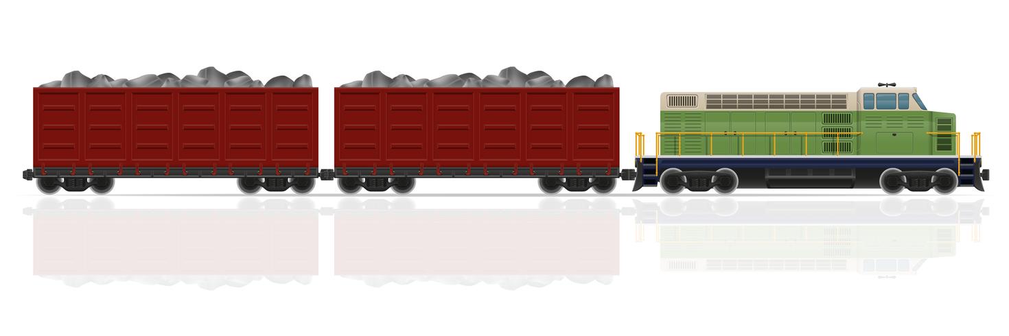 railway train with locomotive and wagons vector illustration