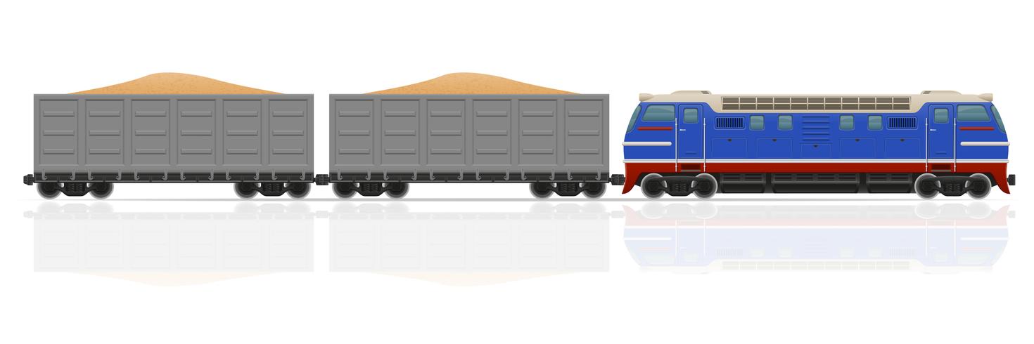 railway train with locomotive and wagons vector illustration