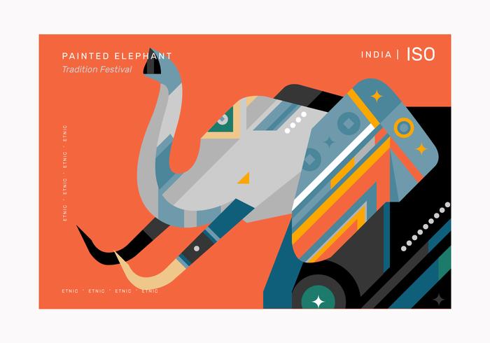 Abstract Geometric Elephant Pattern Poster Vector Illustration