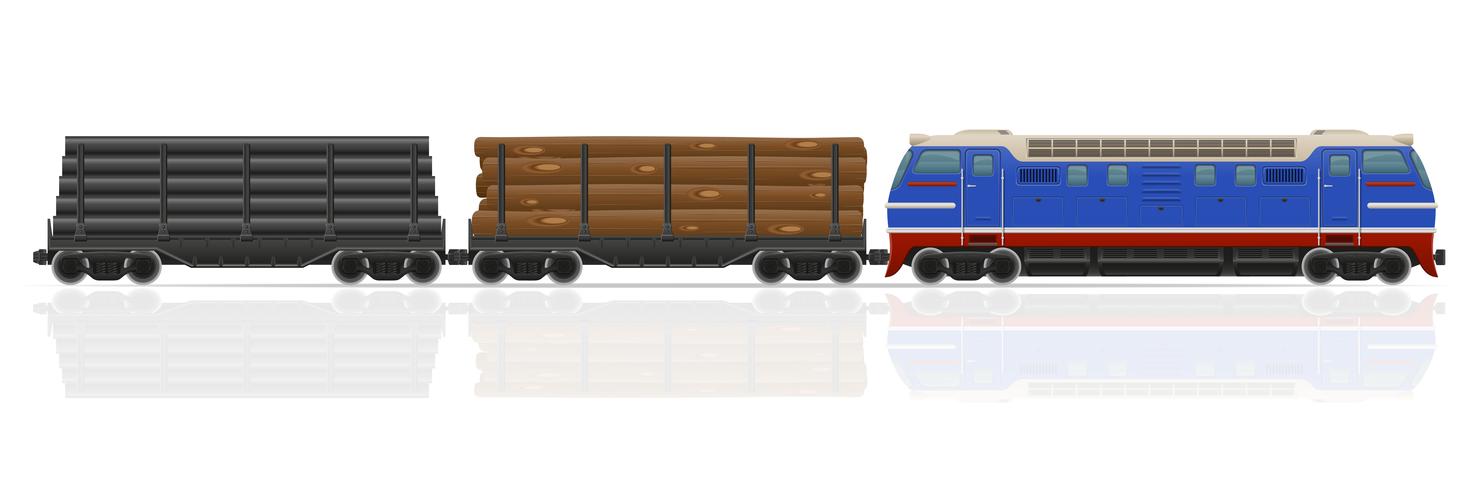 railway train with locomotive and wagons vector illustration