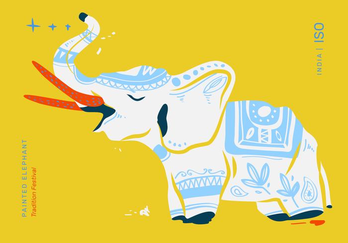 Festival de elefante pintado cartel ilustración vectorial vector