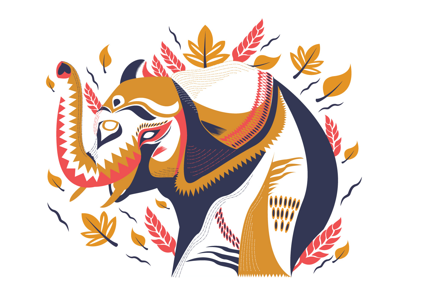 Download Abstract Painted Elephant Decorative Vector Illustration - Download Free Vectors, Clipart ...