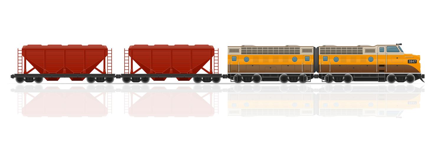 railway train with locomotive and wagons vector illustration