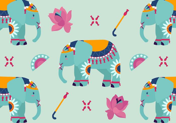 Cute Painted Elephant Pattern Vector Illustration