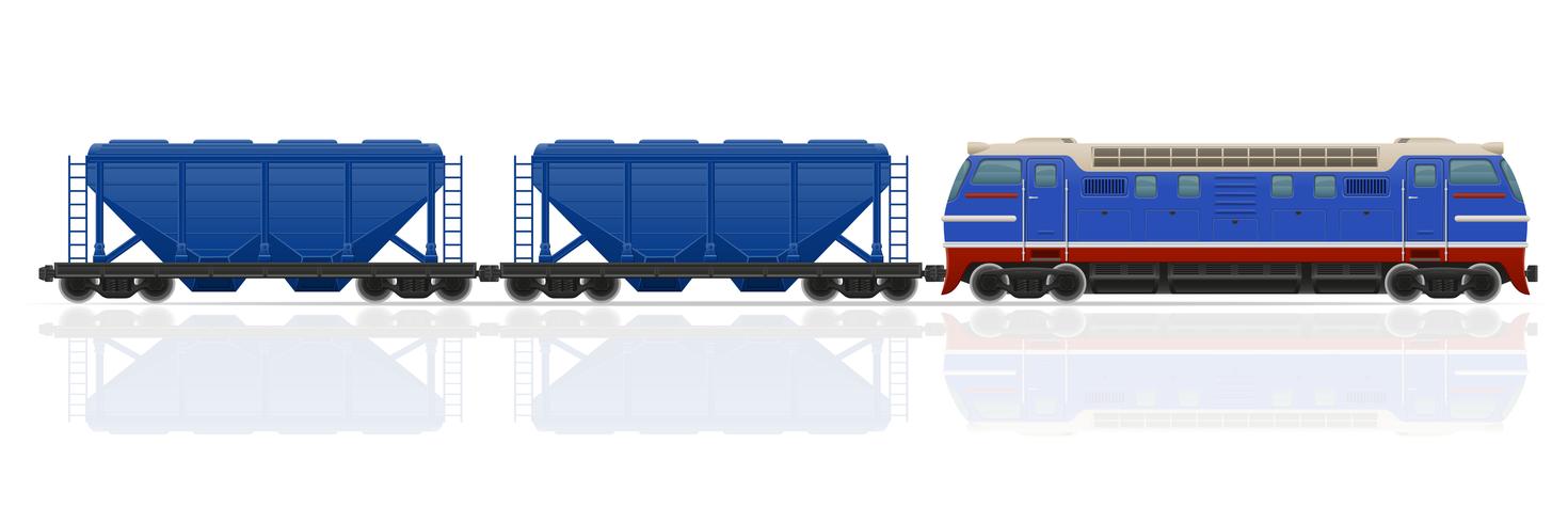 railway train with locomotive and wagons vector illustration