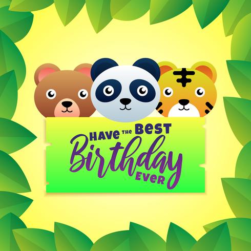 Cute Jungle Animals Invitation Card Template vector