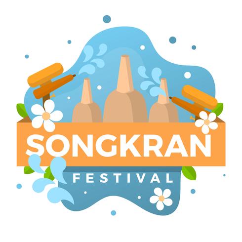 Flat Songkran Festival Vector Illustration