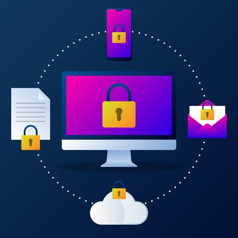 Protect Mechanism System Privacy Concept Illustration vector