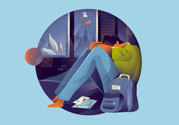 Teenager Depression Mental Health Vector Illustration