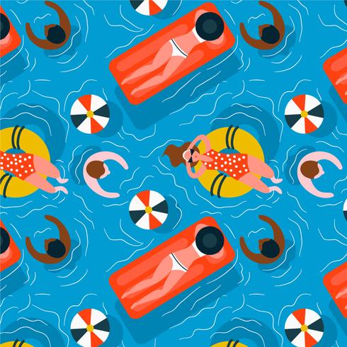 Cool Pool And People Pattern Vector