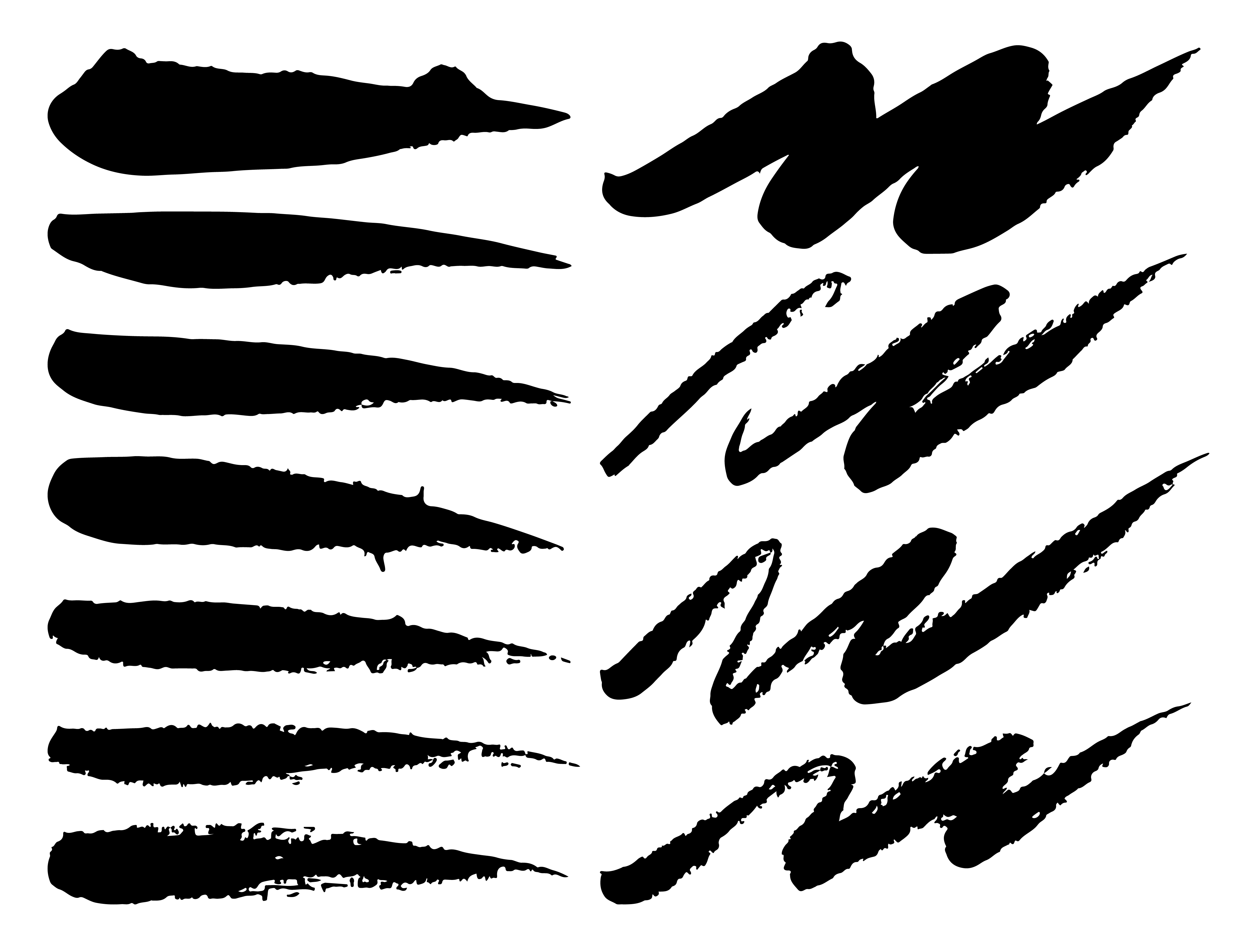 Set of brush strokes, Black ink grunge brush strokes. Vector