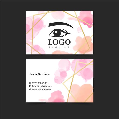 Watercolor Make Up Artist Business Card Template vector