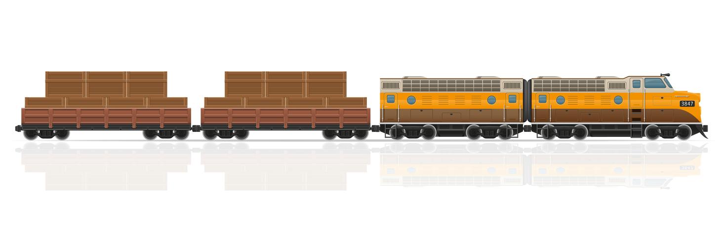 railway train with locomotive and wagons vector illustration