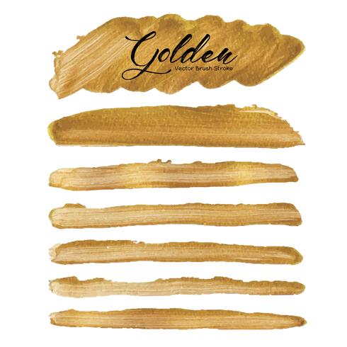 Golden vector brush stroke, Gold texture paint stain, Vector illustration.