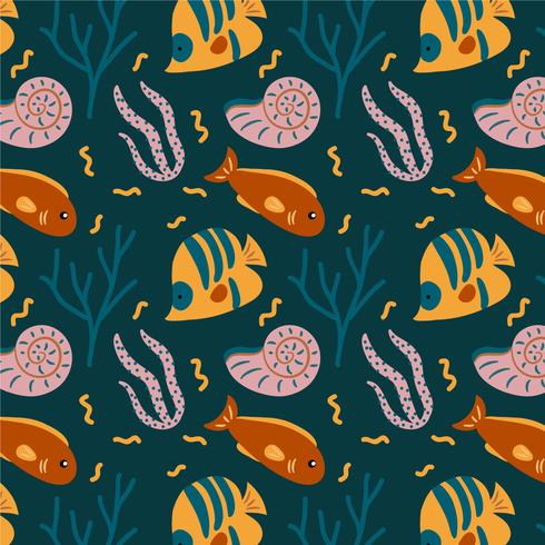 Cute Coral Sea Pattern Vector