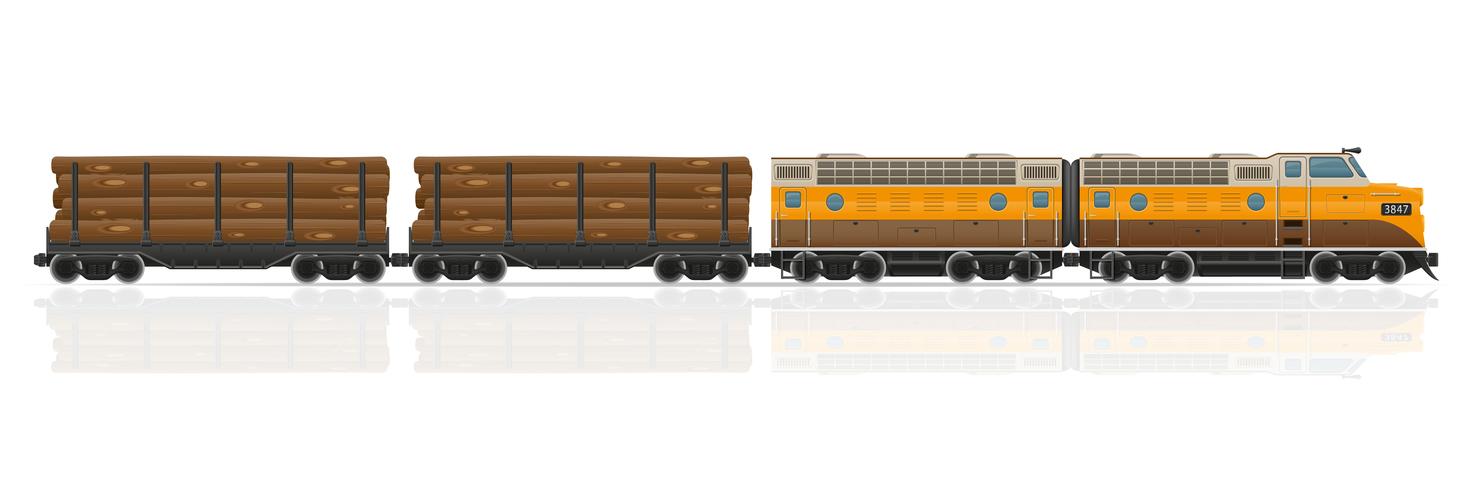 railway train with locomotive and wagons vector illustration