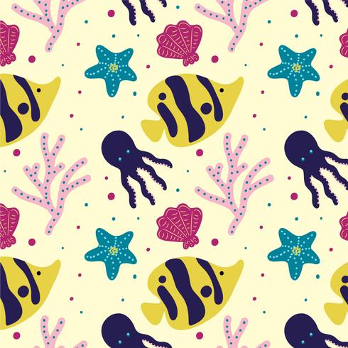 Yellow Coral Sea Pattern Vector