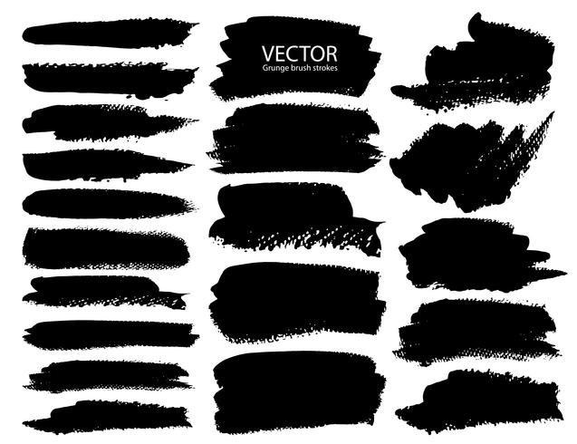 Set of brush strokes, Black ink grunge brush strokes. Vector illustration.