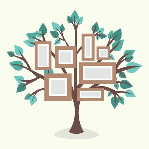 Flat Family Tree With Frames vector