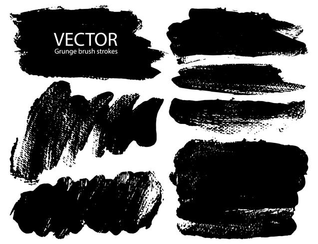 Conjunto de trazos de pincel, pinceladas grunge tinta negra. Ilustracion vectorial vector