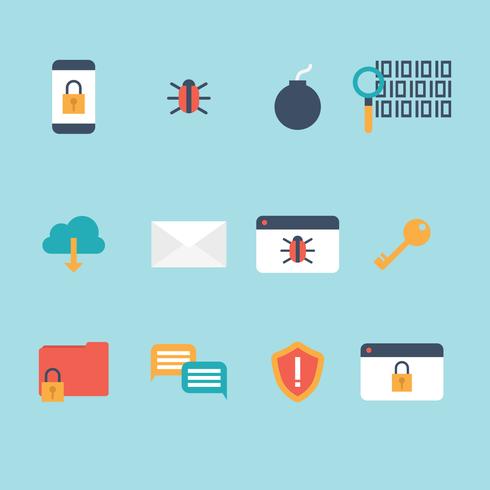 Cyber Security Flat Icons vector