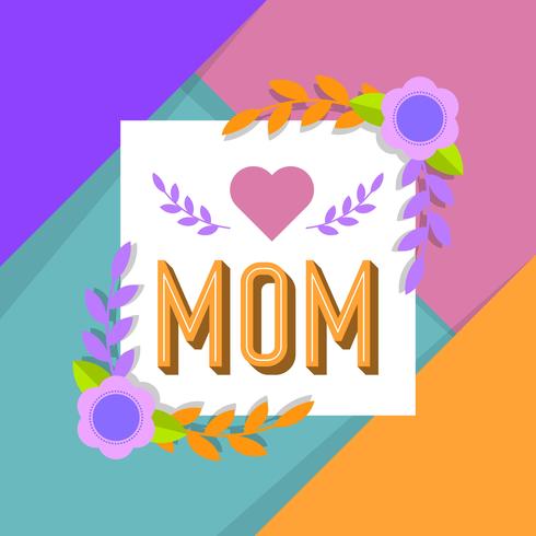 Flat Colourful Mom Typography Vector Illustration