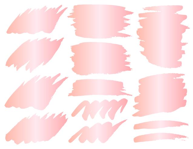 Set of brush stroke, Pink gold grunge brush strokes. Vector illustration.	
