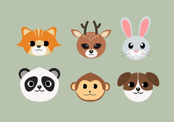 Conjunto de caras de animales vector