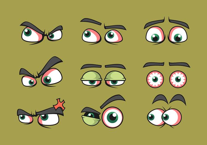 Green Cartoon Eyes Vector