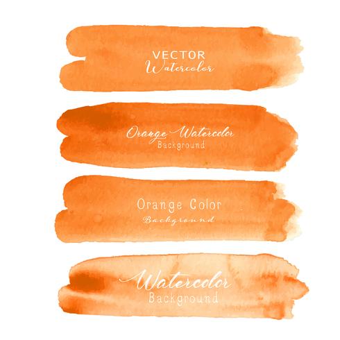 Orange brush stroke watercolor on white background. Vector illustration. 