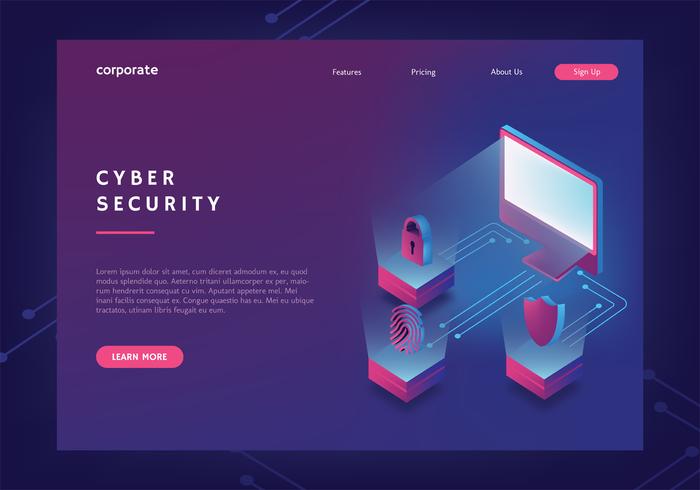 Cyber Security Web Banner Template vector