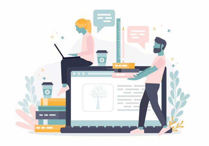 Vector Online Learning Concept Illustration