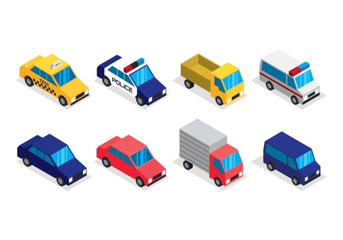 Conjunto de arte de clip de transporte isométrico vector