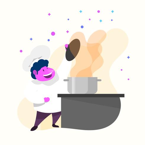 Flat Cute Chef Vector Illustration
