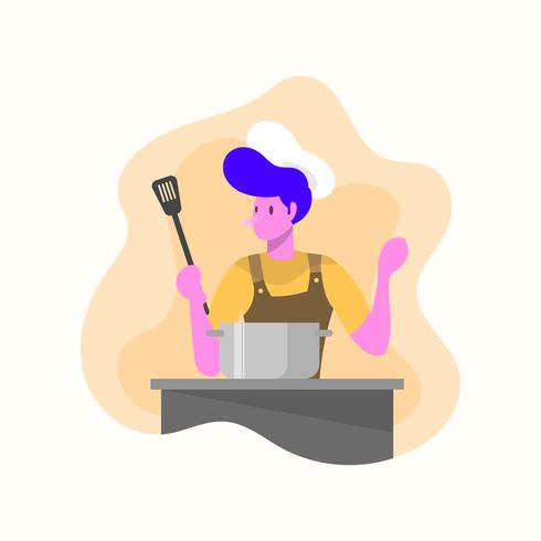 Flat Modern Chef Vector Illustration