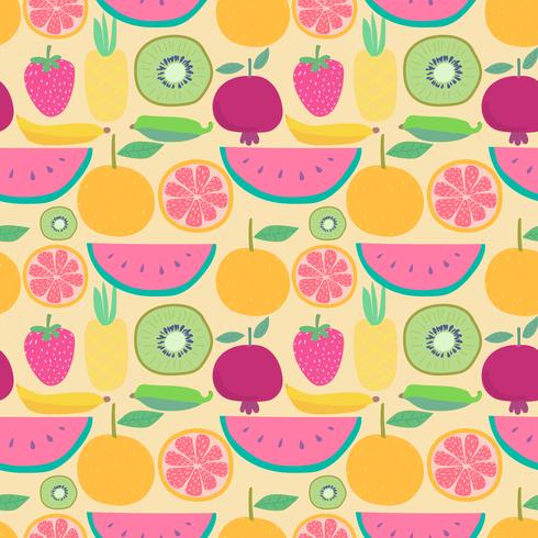 Seamless pattern with fruit background. Vector illustrations for gift wrap design.
