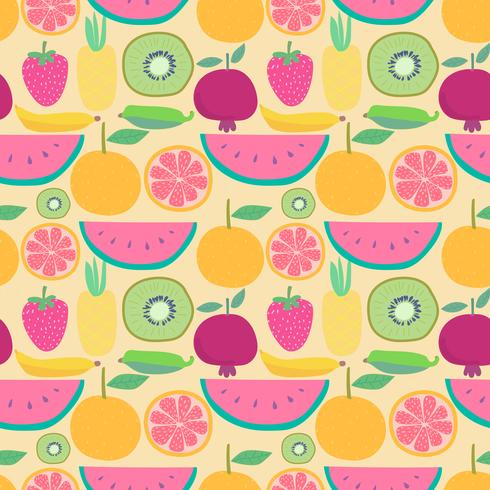 Patrón sin fisuras con el fondo de la fruta. Ilustraciones de vectores para el diseño de papel de regalo.