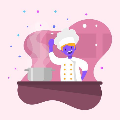 Flat Cute Chef Vector Illustration