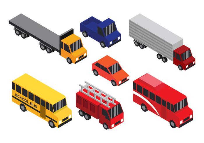 Conjunto de arte de clip de transporte isométrico vector