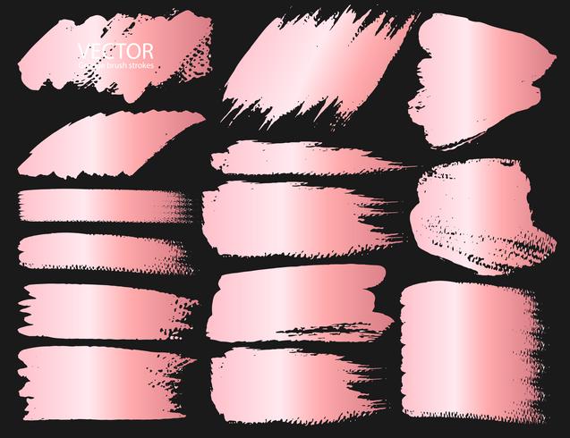 Set of brush stroke, Pink gold grunge brush strokes. Vector illustration.	
